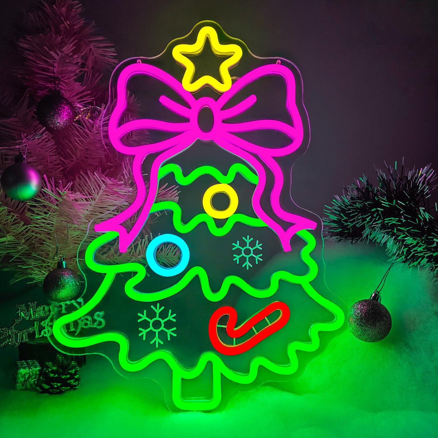 Lighting Christmas Decor - Bow Christmas Tree Neon Sign USB