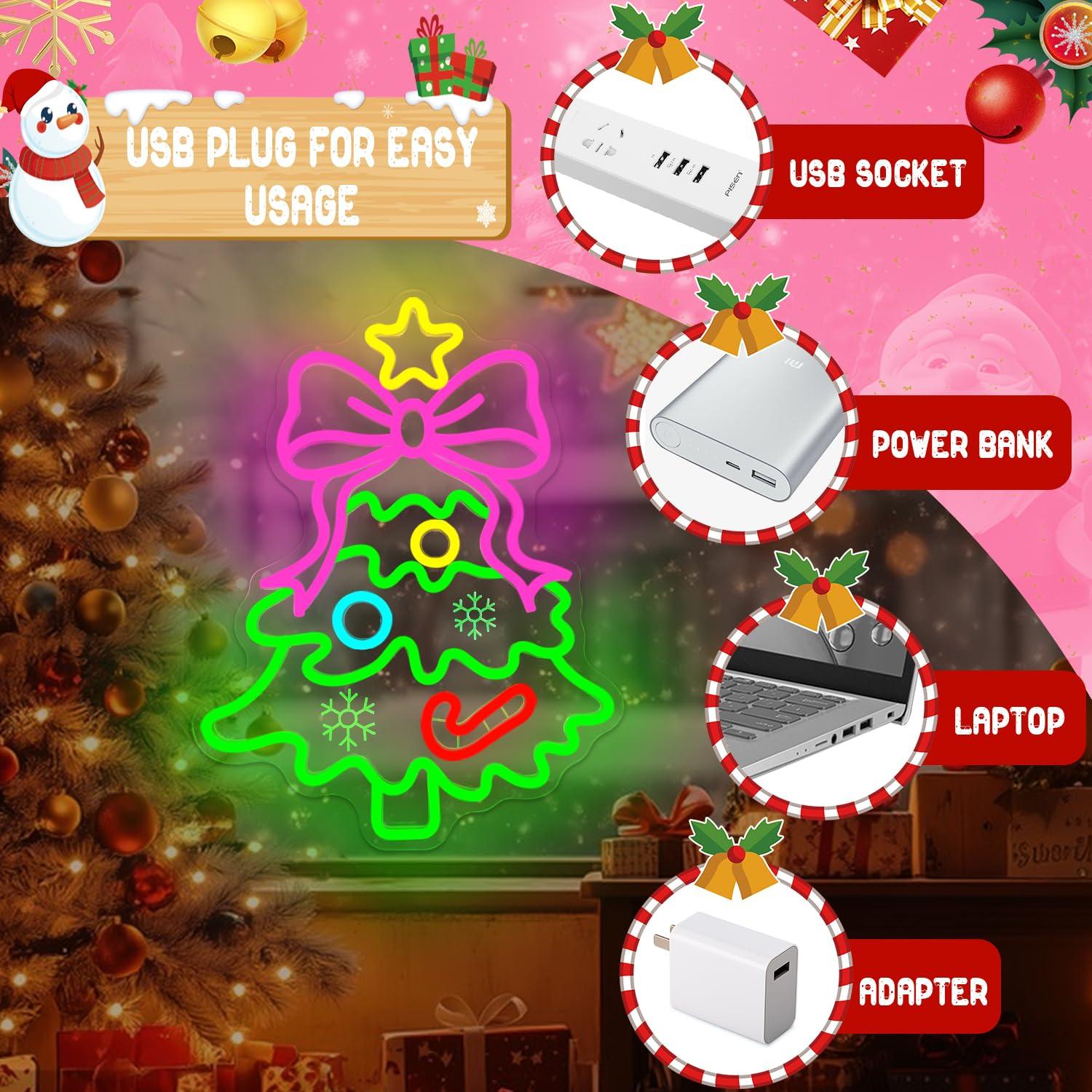 Bow Christmas Tree Neon Sign U - Lighting Christmas Decor review and price