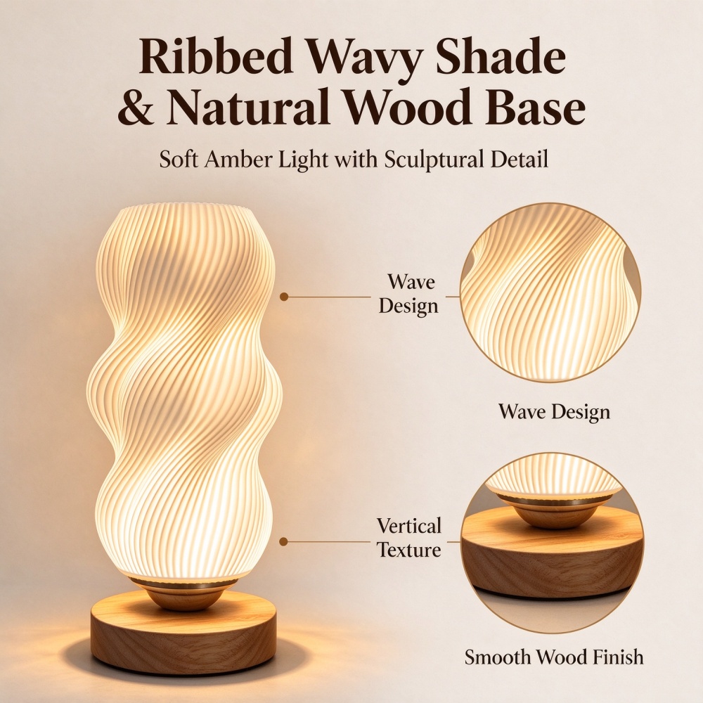 3D Printed Wave Texture Night  - Decor Lighting Lamps review and price