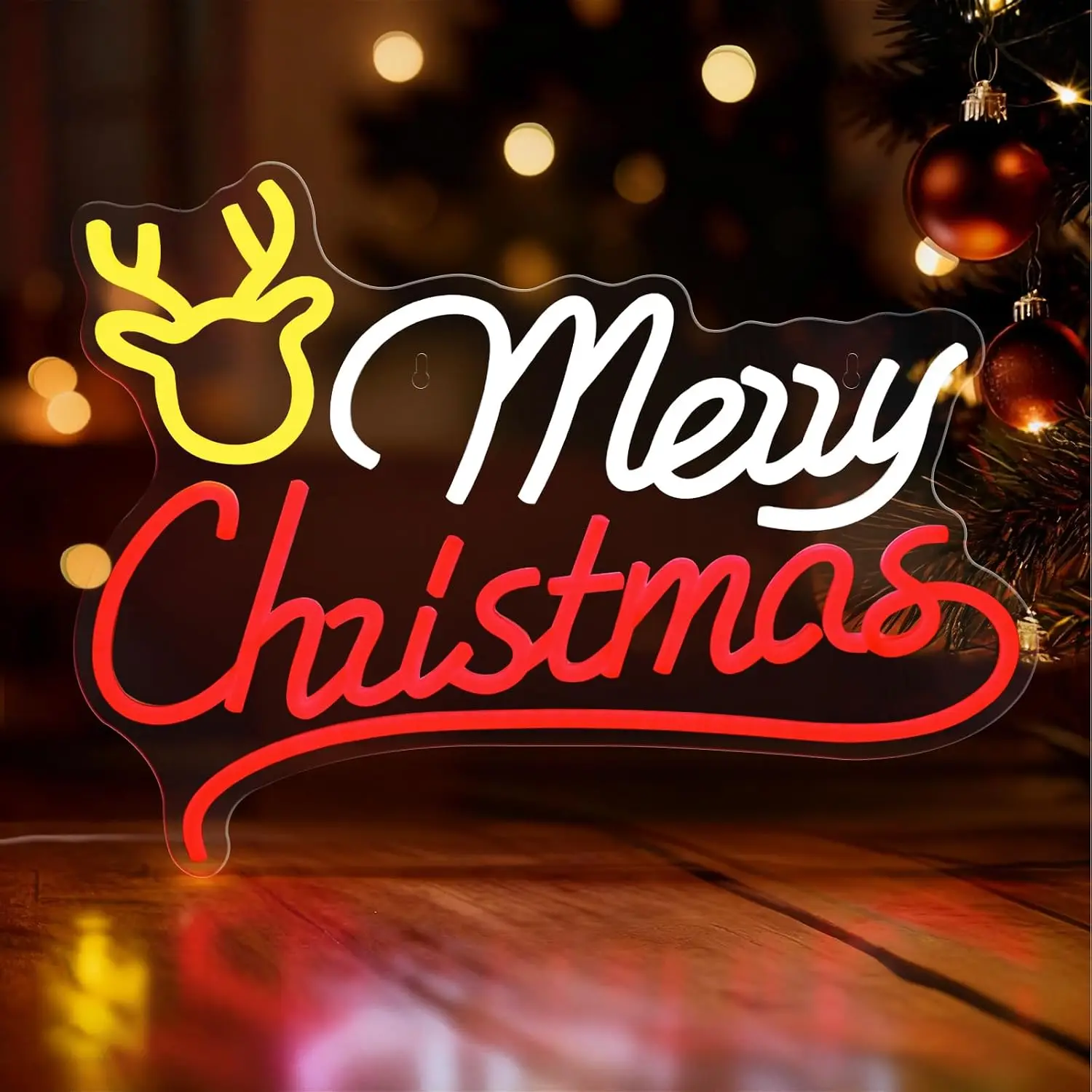 Merry Christmas Reindeer Neon  - Lighting Christmas Decor review and price