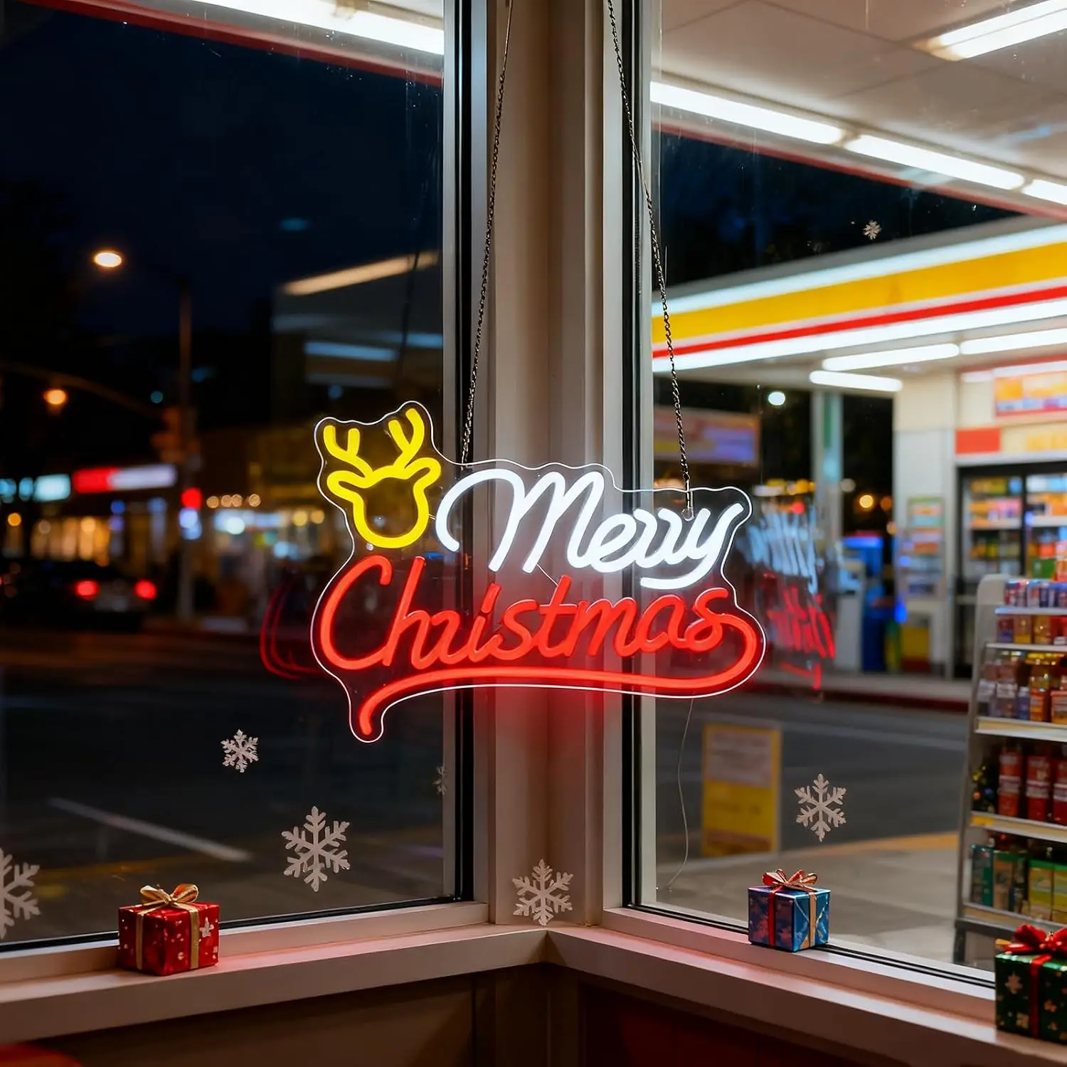 Merry Christmas Reindeer Neon  - Lighting Christmas Decor review and price