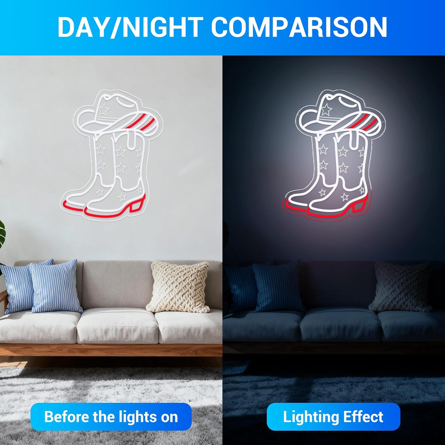 Cowboy Boots and Hat LED Neon  - Lighting Decoration Ideas review and price