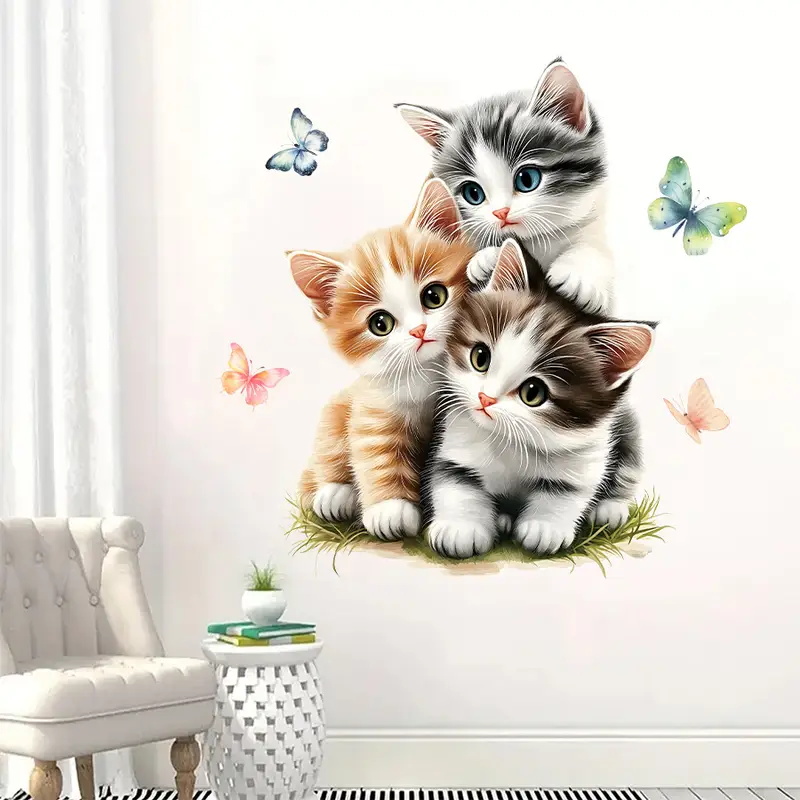 Three Cats with Butterfly Stic - Lighting Mcqueen Bedroom Decor review and price