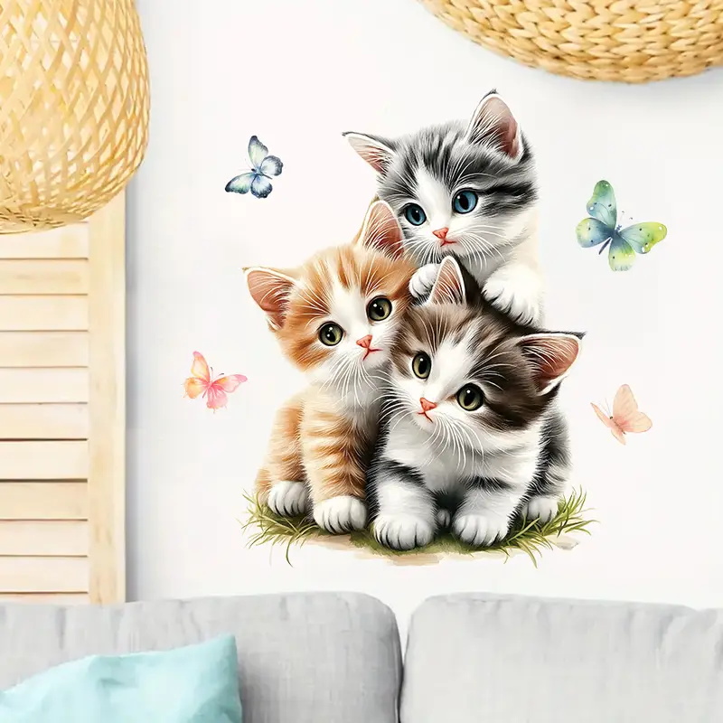 Three Cats with Butterfly Stic - Lighting Mcqueen Bedroom Decor review and price