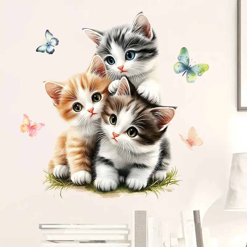 Three Cats with Butterfly Stic - Lighting Mcqueen Bedroom Decor review and price